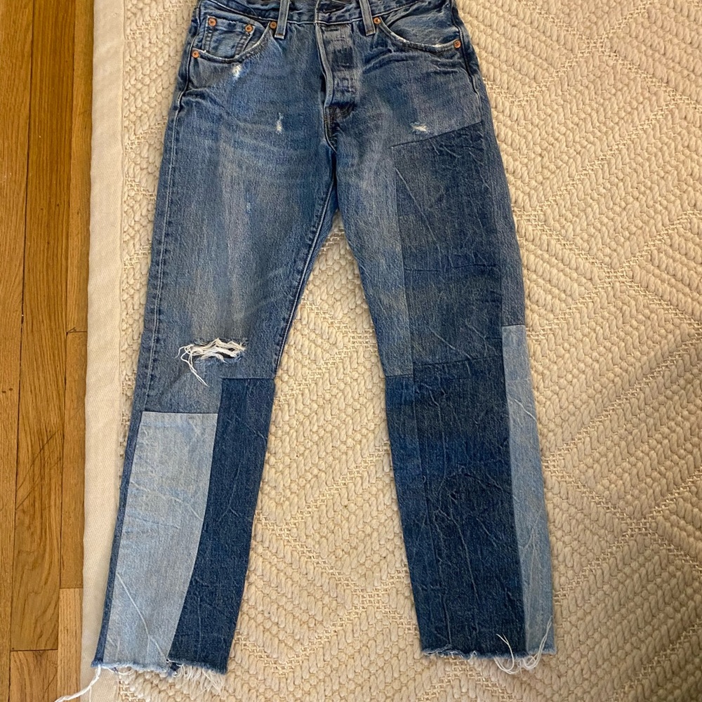 Size 24. Levi’s 501 . Patchwork